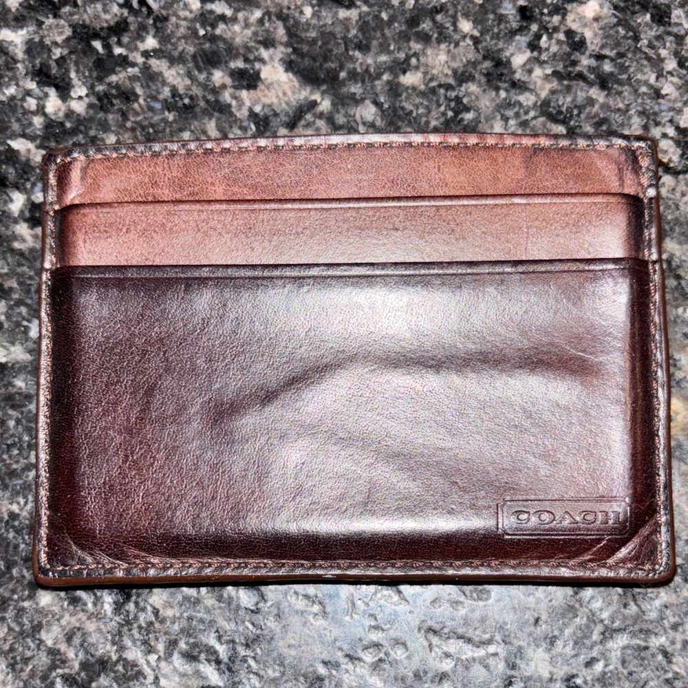 Coach Dark Brown Leather Card Holder